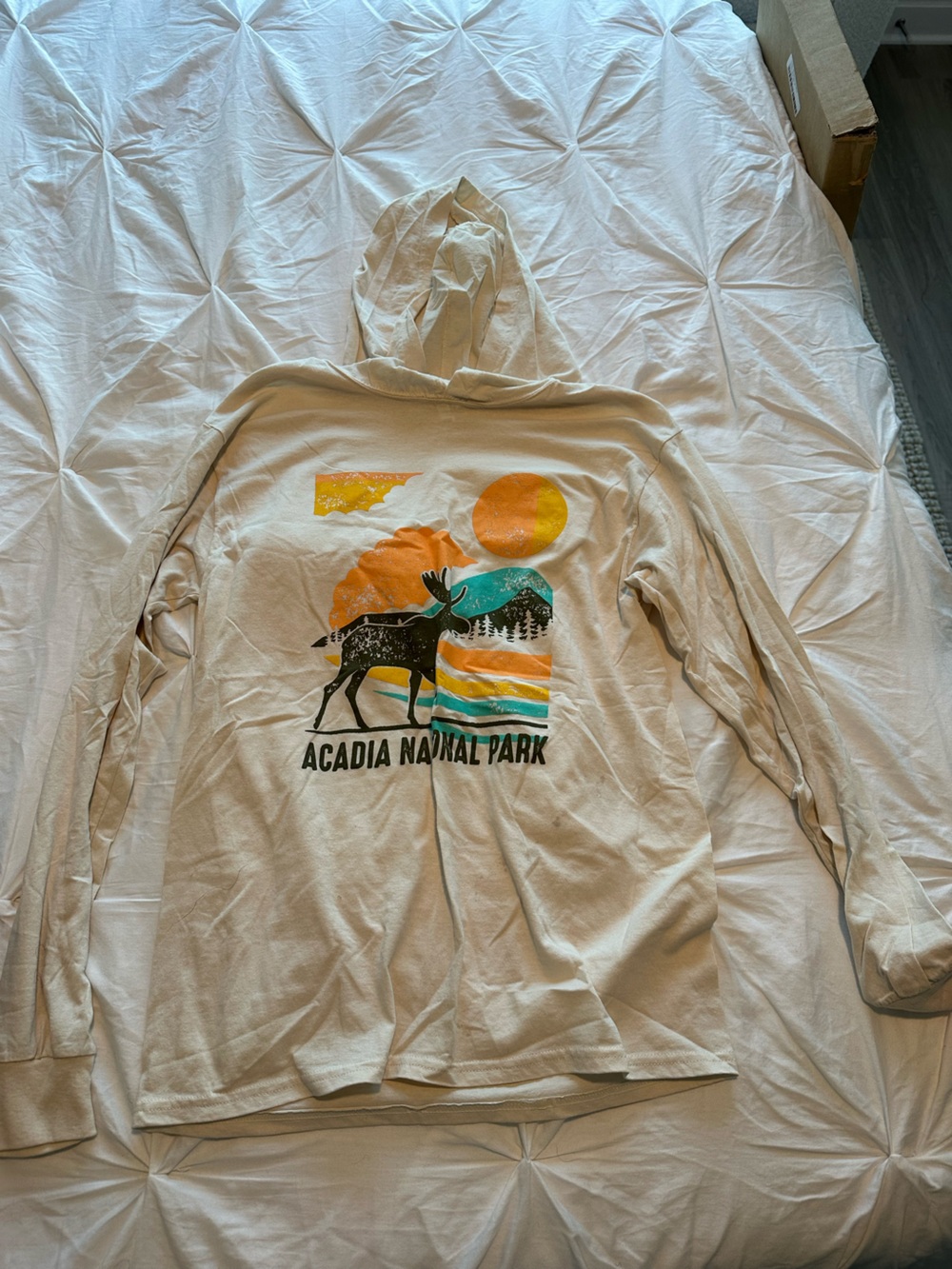 Fruit of the Loom Cream Graphic Tee with Orange Accents